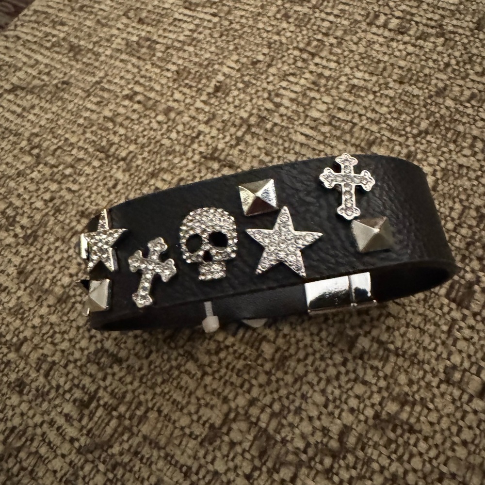 Black Leather like Studded Bracelet by Torid NWT